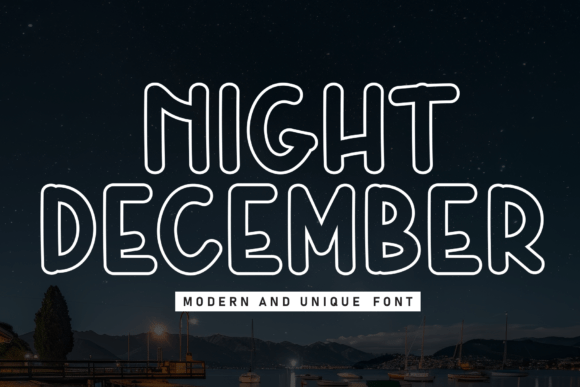 Night December Font: A Modern Outlined Sans Serif for Branding and Seasonal Promotions